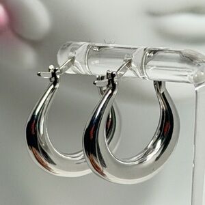 Polished 925 Sterling Silver stamped ,  Hoop Earrings - Sleek Women's Jewelry